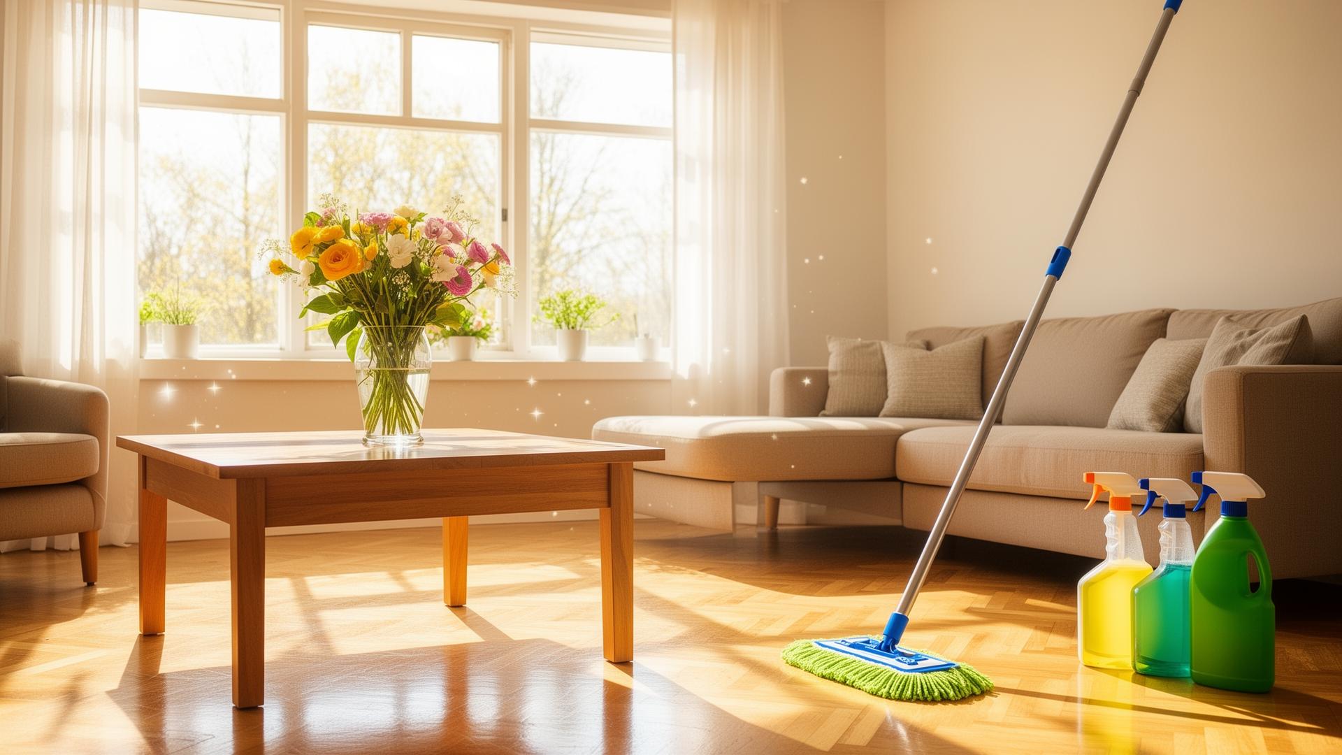 Bright, freshly spring-cleaned living room